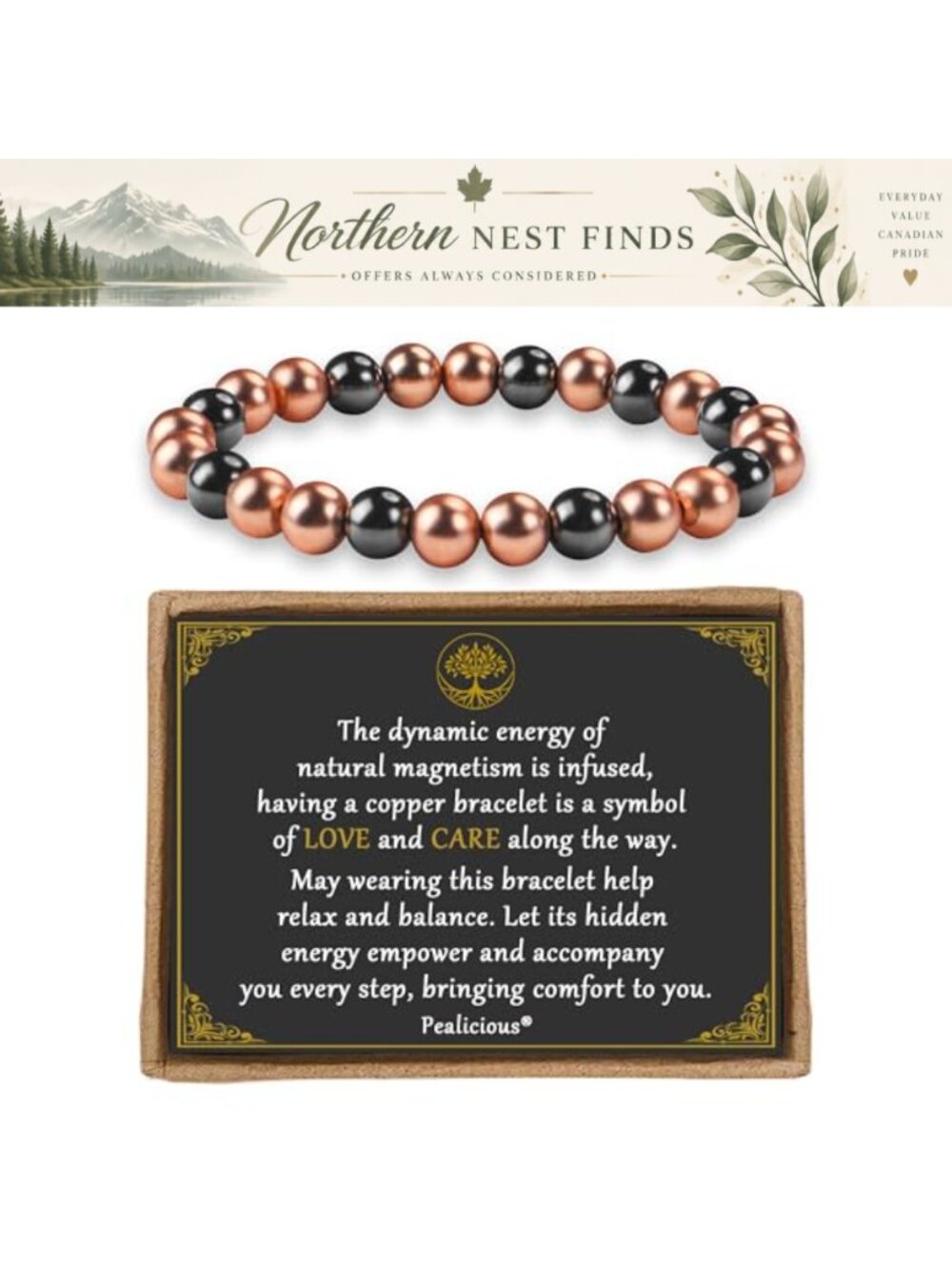 Copper Magnetic Bracelet for Women Adjustable 6.7-9 Inch Hypoallergenic Gift